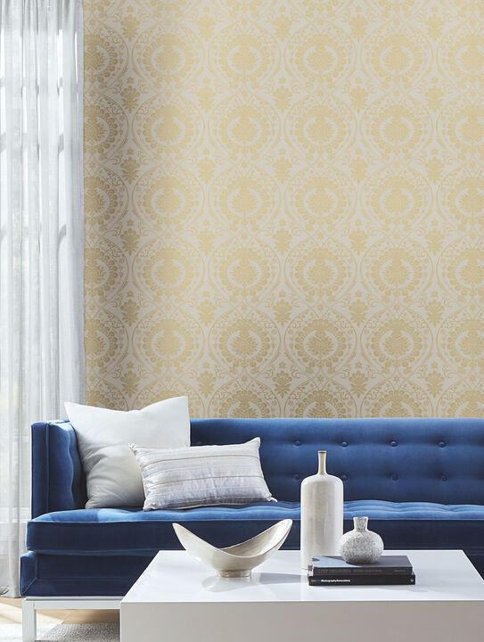 Imperial Damask Off White & Gold Wallpaper (Set of 2)