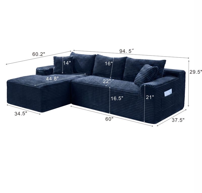 Dorcro 94.5" Cloud Modular Sectional Sofa image number 8