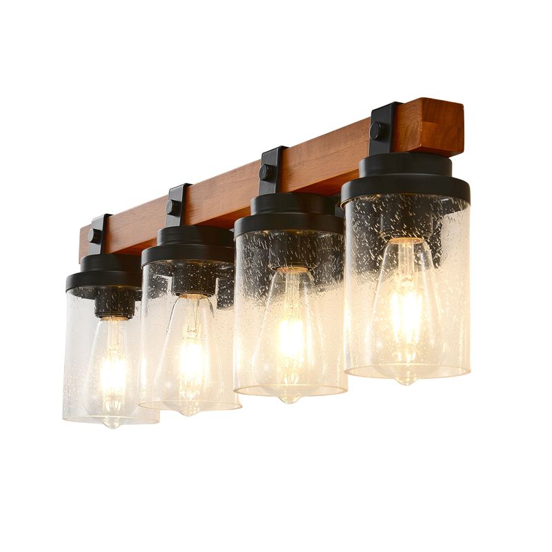 ELEMENT ACE 4-Light Wall Mount Lamp Fixture with Clear Glass Shade Decorative Indoor Lighting for Bathroom Vanity Dining Room Hallway Bedroom Entryway image number 0