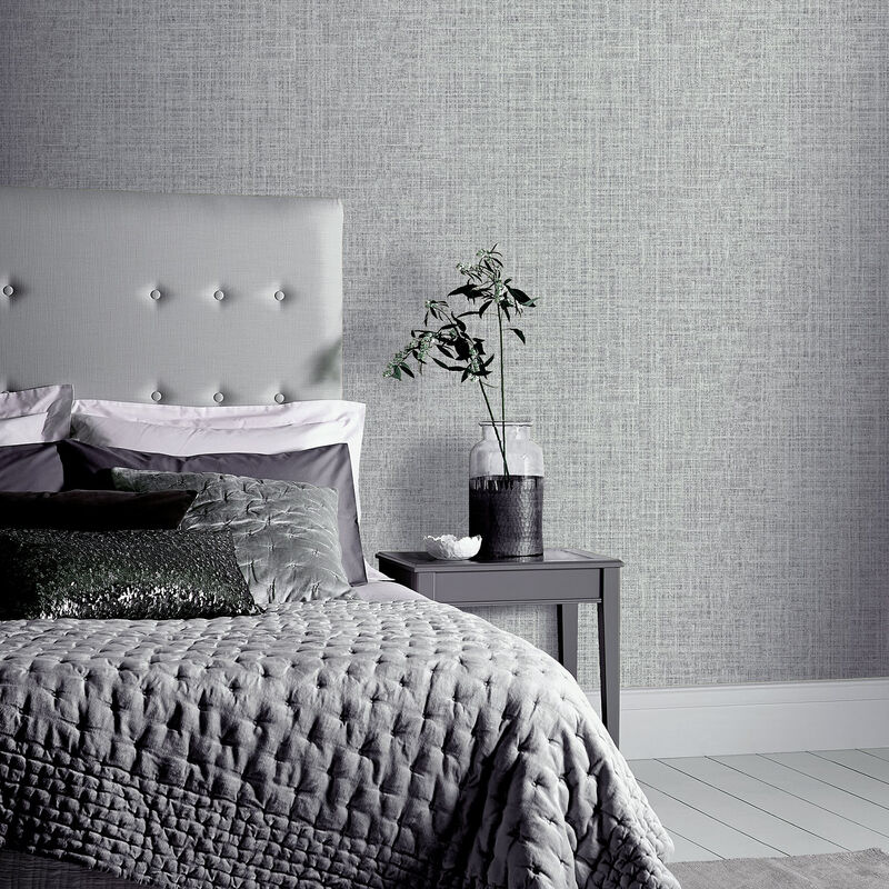 Elfrida Grey Linen Wallpaper image number 4