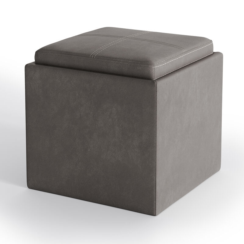 Simpli Home Rockwood Cube Storage Ottoman with Tray image number 0