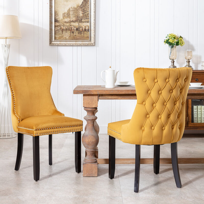Streamdale Set of 2 Gold Wingback Dining Chairs