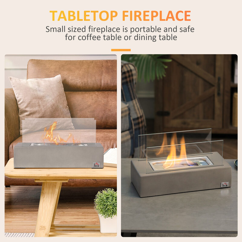 Streamdale 13" Concrete Tabletop Fireplace - Indoor/Outdoor, Light Grey