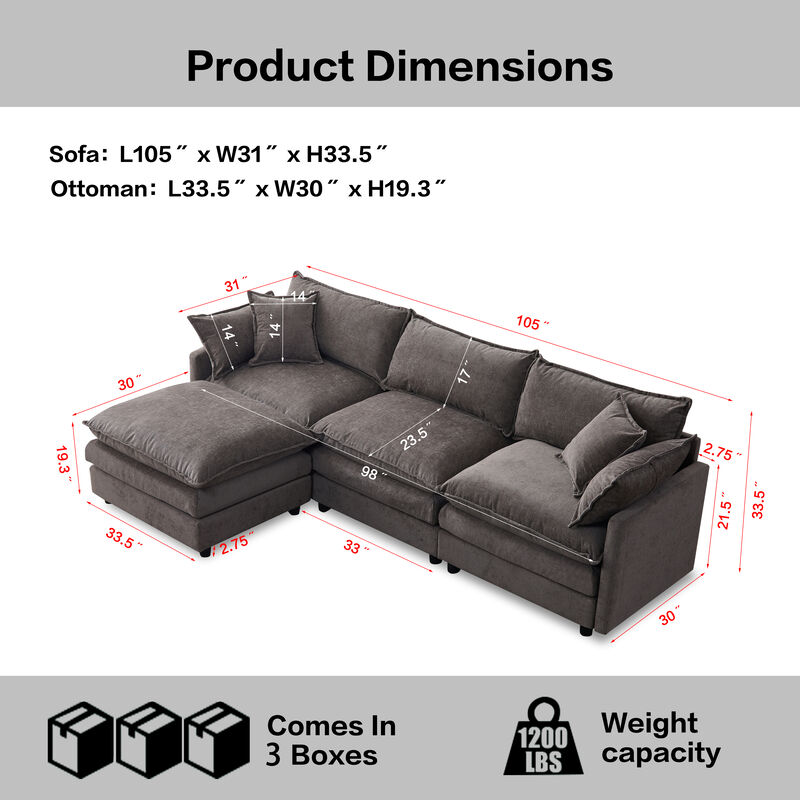 Vulwab 105" Modular Sectional Couch image number 9
