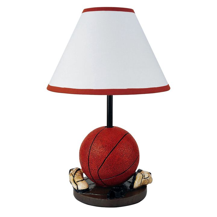 HomeRoots 15" Orange Bedside Table Lamp With White Shade