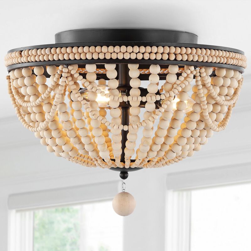 Dune 3-Light Bohemian Farmhouse Iron LED Semi Flush Mount