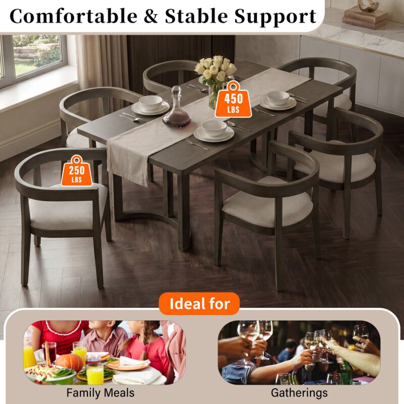 Curquu 7‑Piece Modern Farmhouse Dining Set image number 3