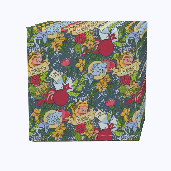 Fabric Textile Products, Inc. Napkin Set, 100% Polyester, Set of 4, Happy Jewish New Year