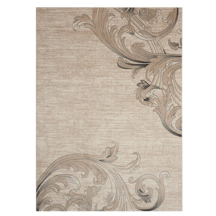 HomeRoots Damask Non Skid Area Rug