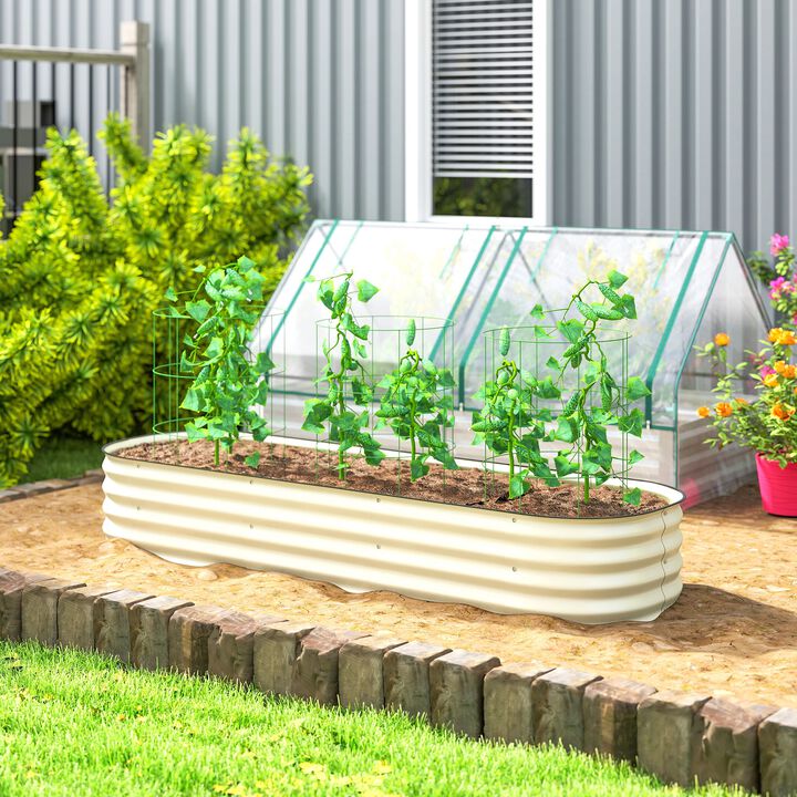 Hivvago Metal Raised Planter Box with Edge Protection, 6.4'x2'x1'