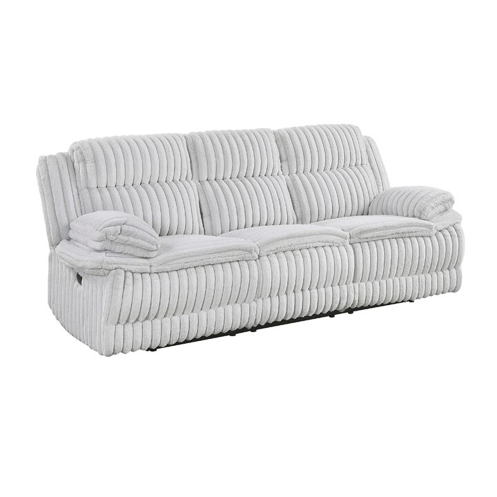 Rexy Manual Double Recliner Sofa, Textured Light Gray Corduroy 95 Inch