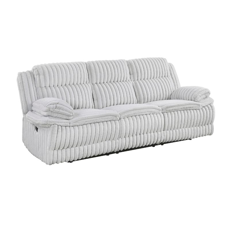 Rexy Manual Double Recliner Sofa, Textured Light Gray Corduroy 95 Inch image number 0