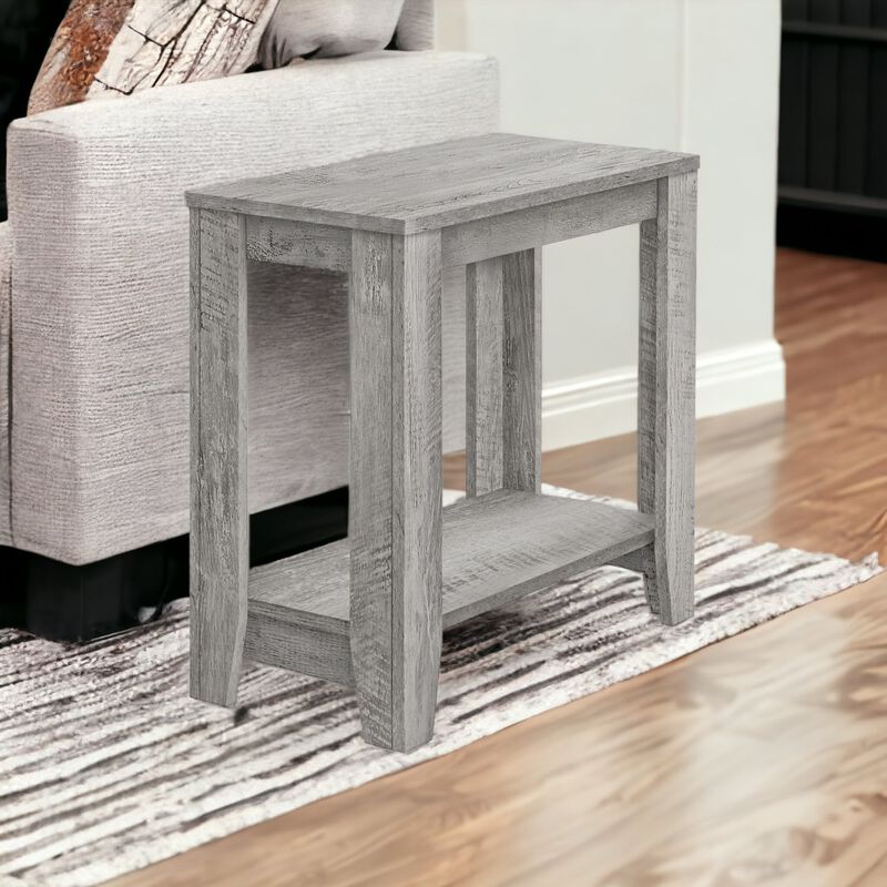 Hivvago 22 Inch Gray Wood End Table With Shelf
