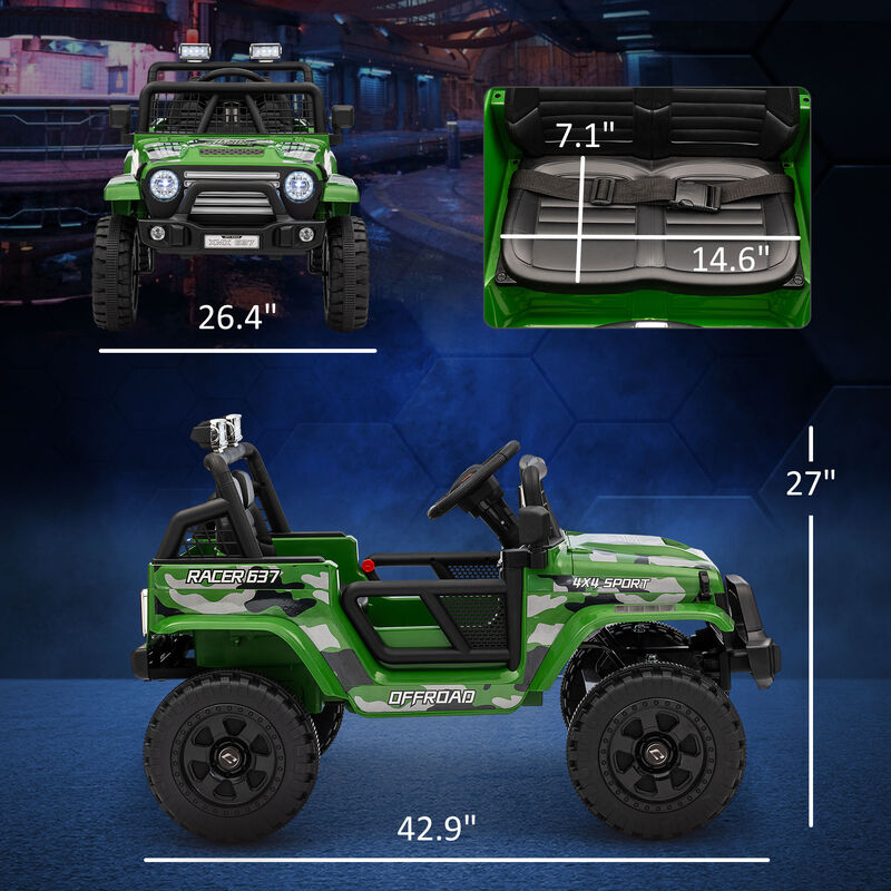 BreeBe 12V Ride on Car, Ride on Truck w/ Remote, 4 Suspension Wheels, 3 MPH Max Speed, Music, Horn & Lights image number 2