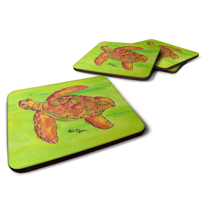 Caroline's Treasures 8376FC Turtle Foam Coasters (Set of 4), 3.5 H x 3.5 W, Multicolor