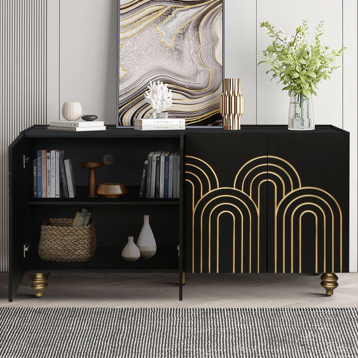 Merax Modern Fluted Sideboard Buffet Storage Cabinet