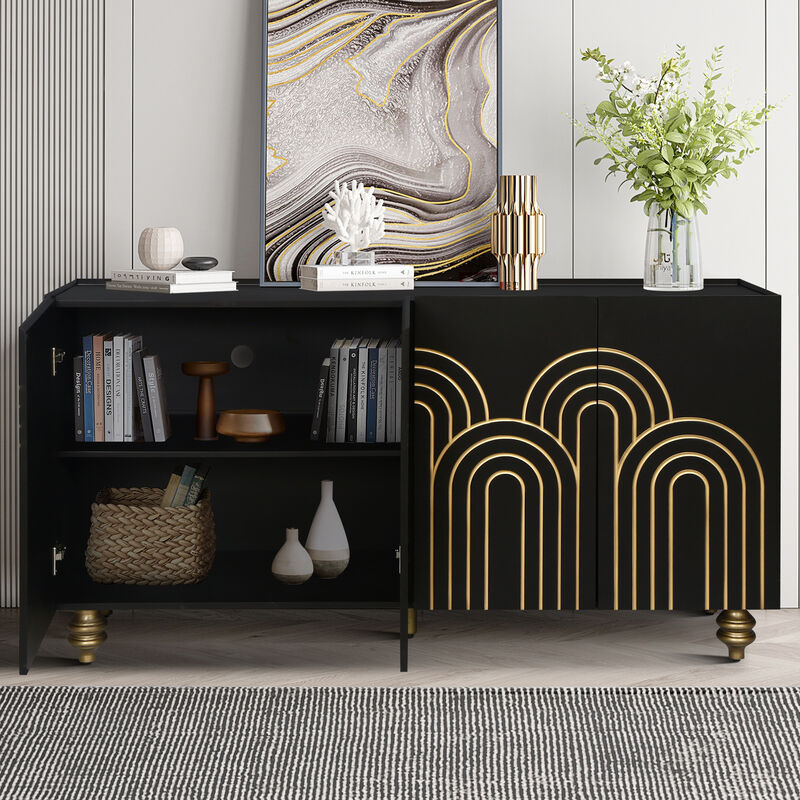 Merax Modern Fluted Sideboard Buffet Storage Cabinet