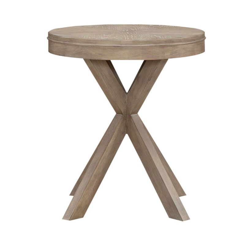 Liberty Furniture Brentwood Round End Table for Living Room - Sandstone Oak Wood image number 5
