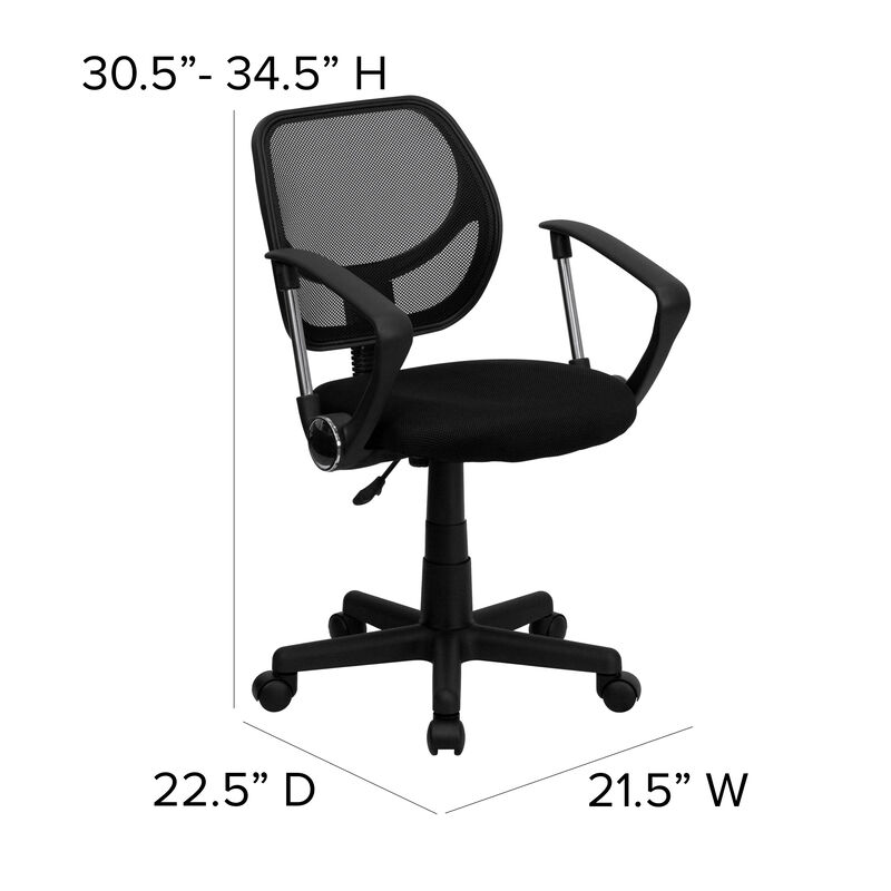 Neri Low Back   Mesh Swivel Task Office Chair with Arms image number 3