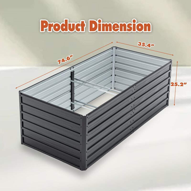 Mondawe 6x3x2 FT Metal Raised Garden Bed with Galvanized Steel