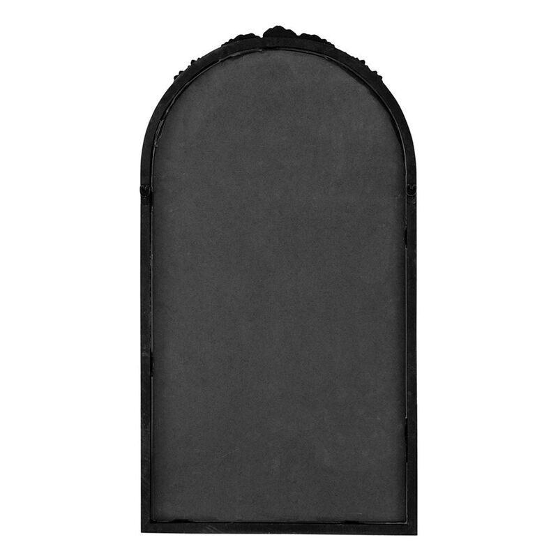 HomeRoots 42" Black Crowned Top Antiqued Glass Arch Framed Accent Mirror image number 4