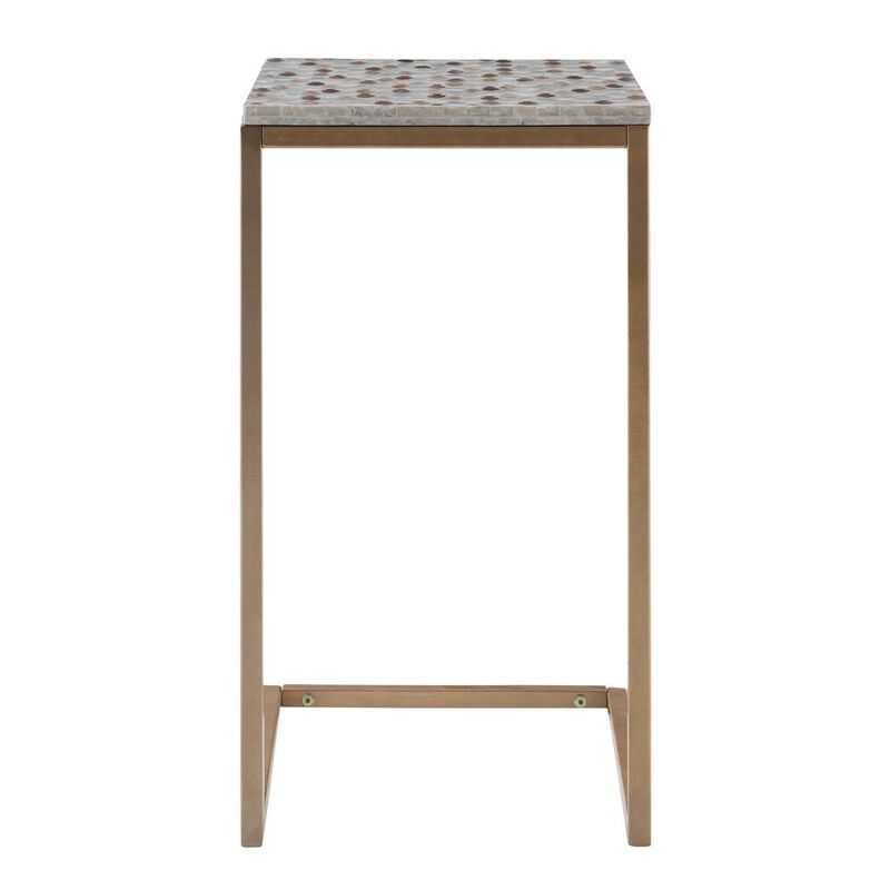 Linon Priscille Capiz Fish Mosaic Accent C Table