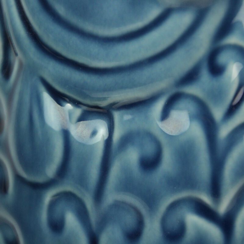 Blue Fish Decorative Vases Set Of 2 Glossy Ceramic Coastal Tabletop image number 2