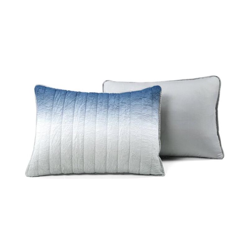 Hivvago Navy Blue Grey Lightweight Wrinkle Fabric Quilt Set