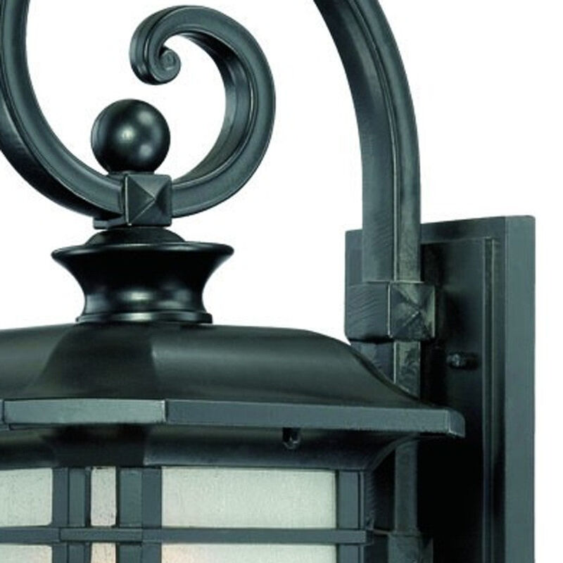 Homezia XL Matte Black Frosted Linen Glass Lantern Wall Light