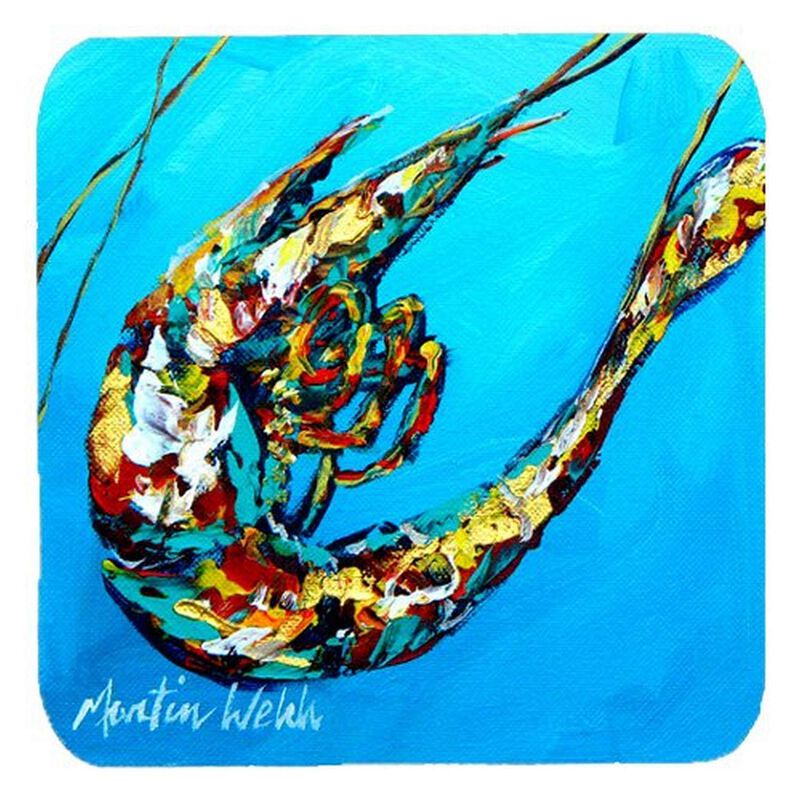 Caroline's Treasures MW1005FC Shrimp Baby Shrimp Foam Coasters (Set of 4), 3.5 H x 3.5 W, Multicolor image number 0