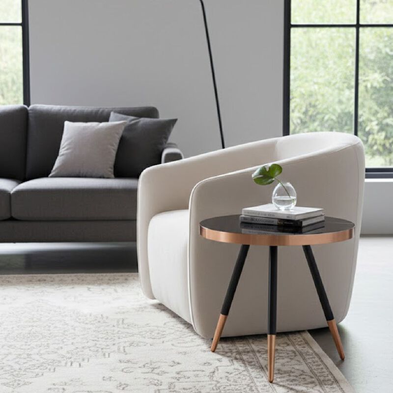 Round Black Ceramic Coffee Table S | OROA Modern Cayson image number 1