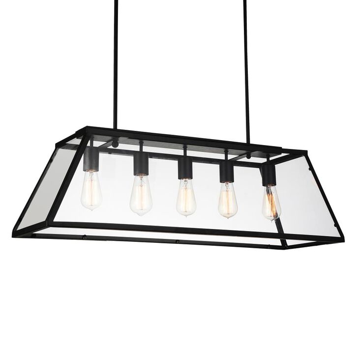 Alyson 5 Light Down Chandelier With Black Finish