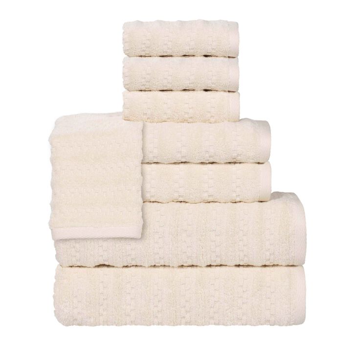 Zero Twist Cotton Waffle Stripe Towel Set Plush Absorbent Towels