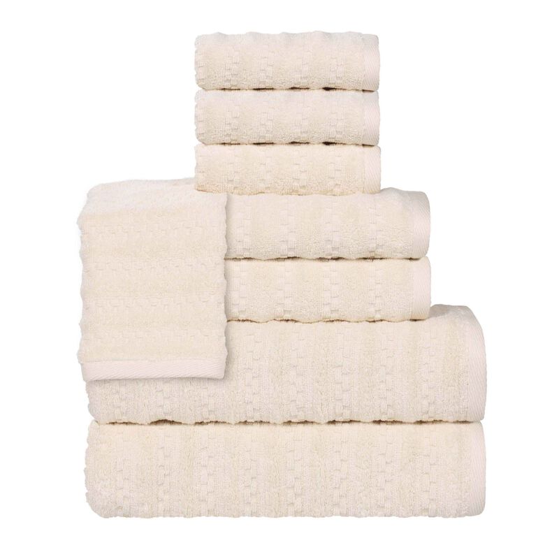 Zero Twist Cotton Waffle Stripe Towel Set Plush Absorbent Towels image number 0