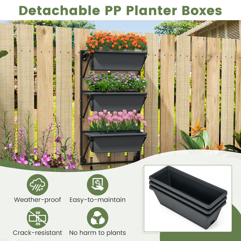 Hanging Vertical Planter Wall-mounted Adjustable with Detachable Hooks image number 7