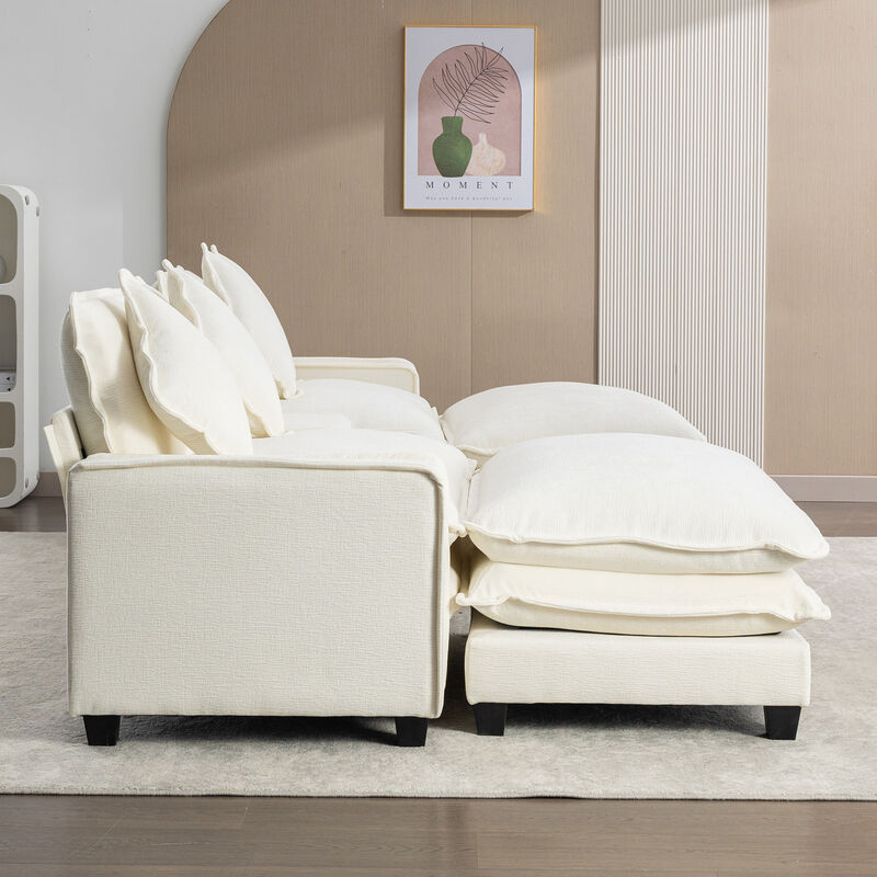 Merax Sectional Sofa Chenille Upholstered Sofa with Two Removable Ottoman