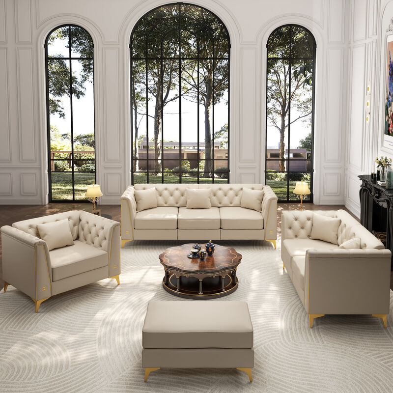 Wotvo Luxury Modular Chesterfield Sofa Set image number 2