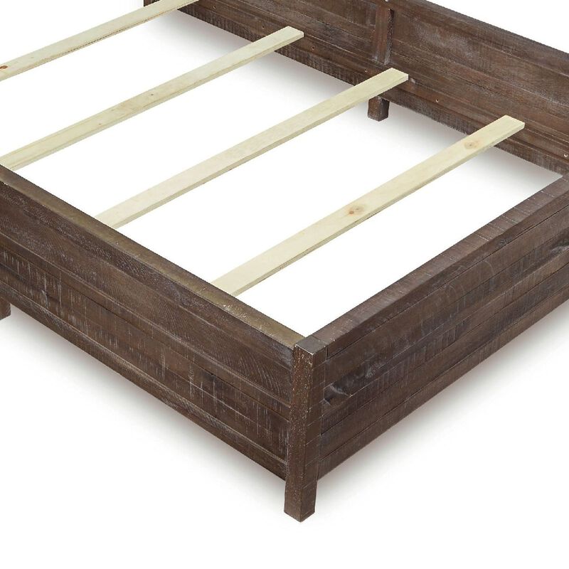 Cas Sengon Tekik Low Profile Panel California King Bed, Rough Hewn, Brown