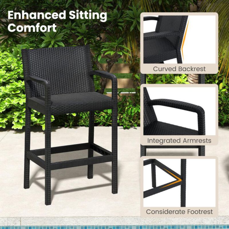 Hivvago 3 Pieces Patio Bar Set with 2 Stools and 1 Bar Table image number 7