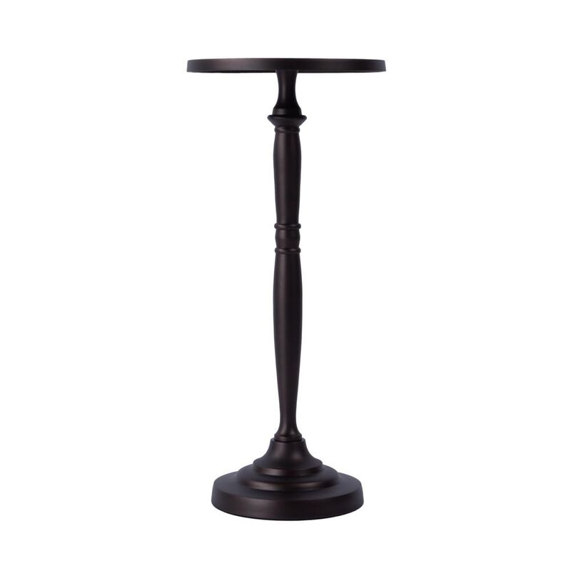 Butler Specialty Landon Outdoor Round Metal Pedestal Side Table, Bronze