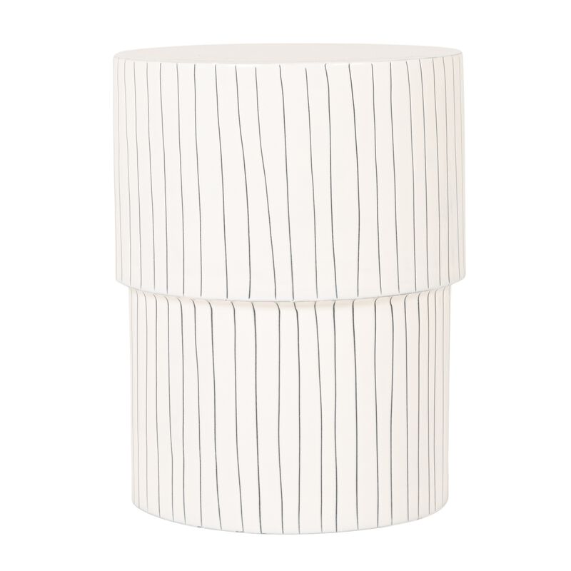 Rowena Interiors White Metal Stripe Accent Table image number 2