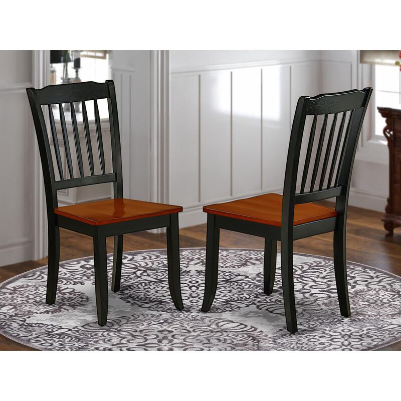 East West Furniture Dining Chair Black & Cherry, DAC-BCH-W