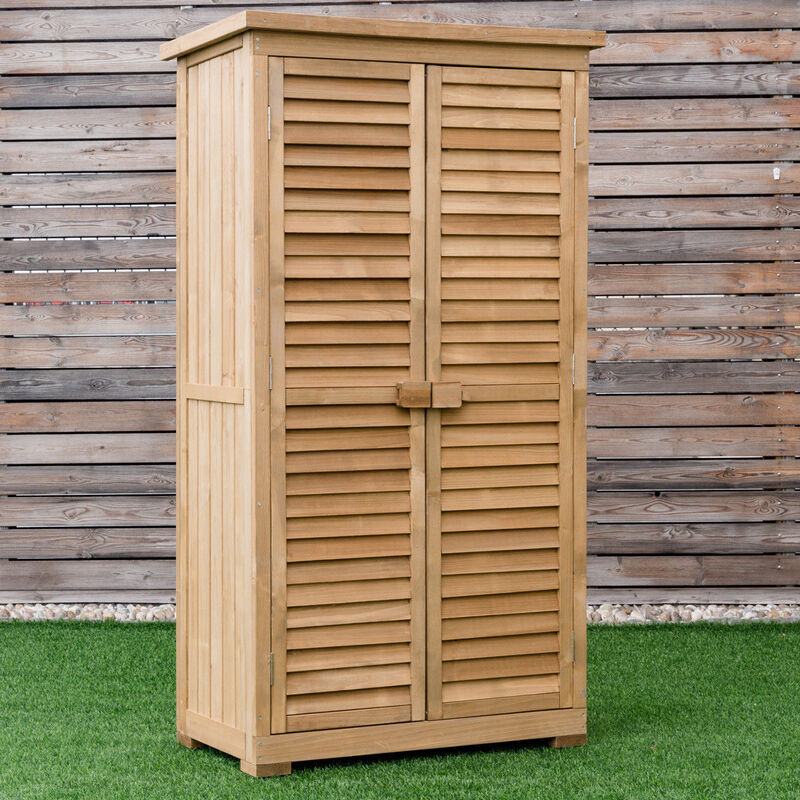 Wooden Garden Storage Shed with Shutter Design for Outdoor Organization