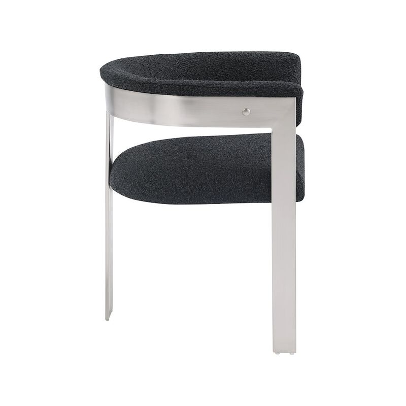 Meridian Furniture Romeo Black Boucle Fabric Dining Chair, Set of 2