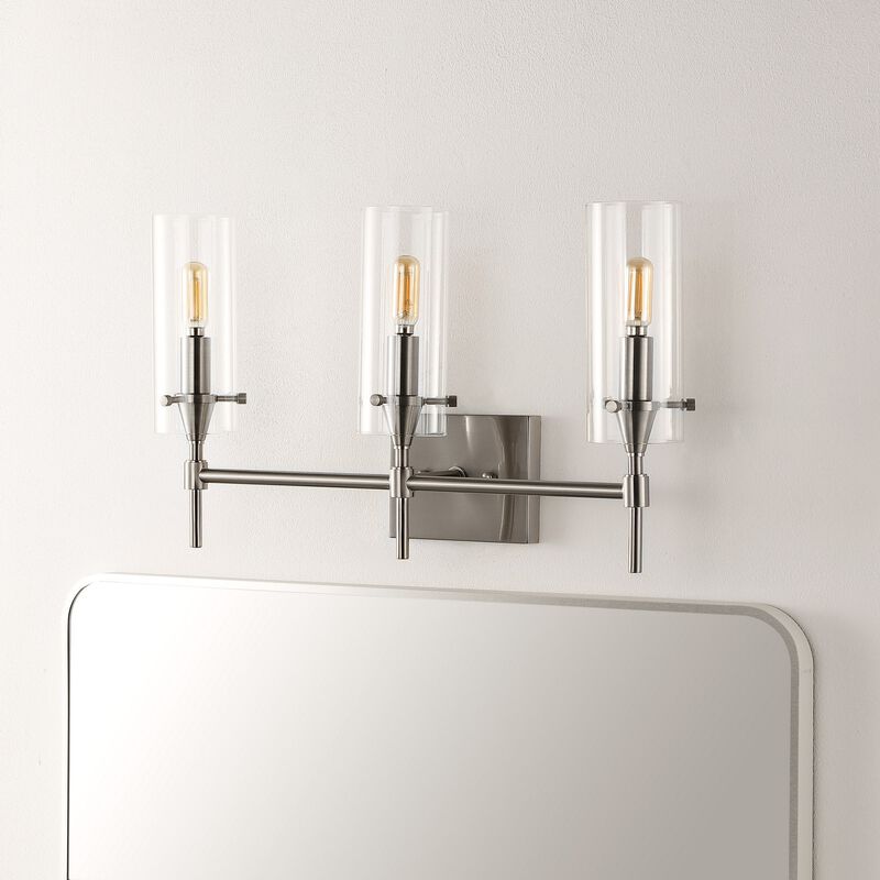 Cato Bohemian Farmhouse Iron/Glass LED Vanity