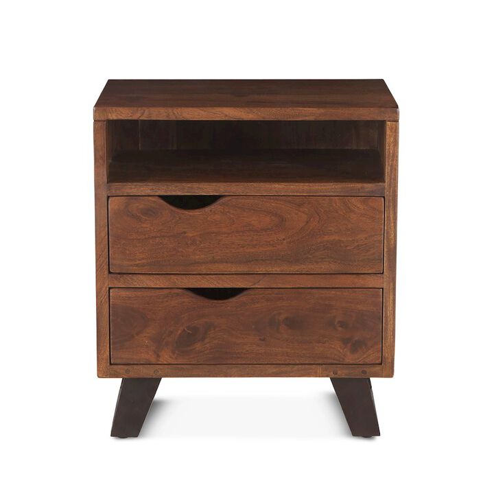 World Interiors Nottingham 23-Inch Acacia Wood Night Chest in Walnut Finish