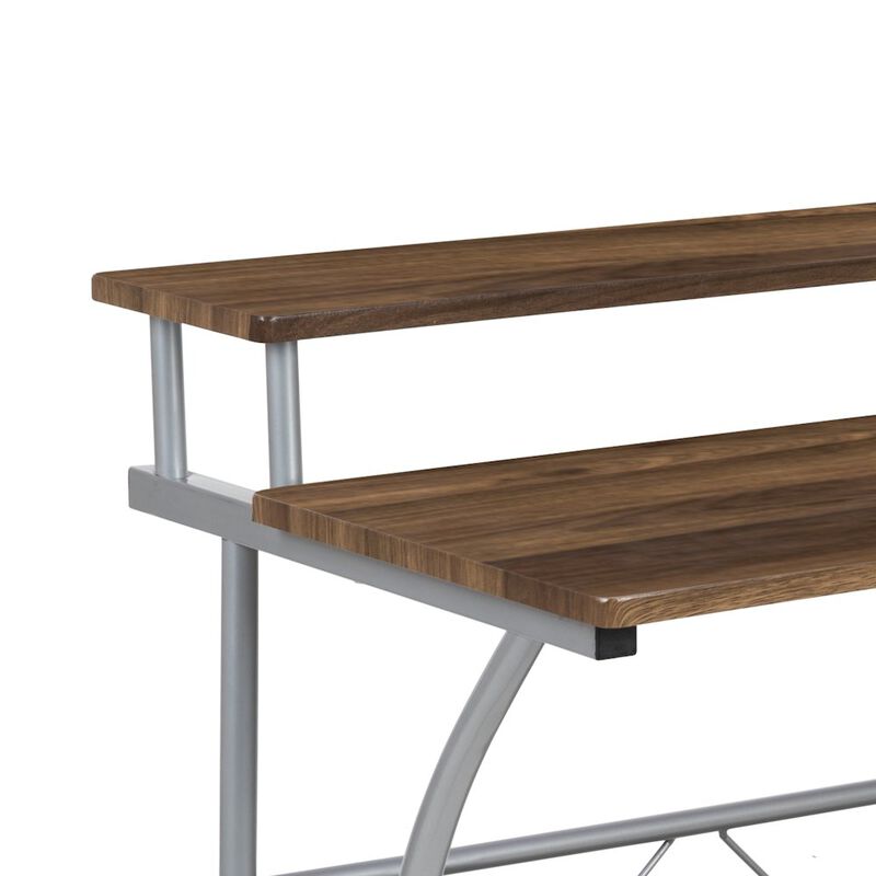 Flash Furniture Rustic Walnut Computer Desk with Top and Lower Storage Shelves image number 5