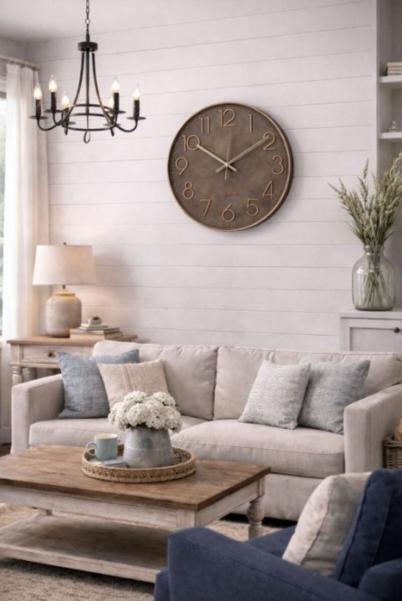 Briarcliff Industrial Bronze-Look Round Wall Clock &ndash; 19.7"