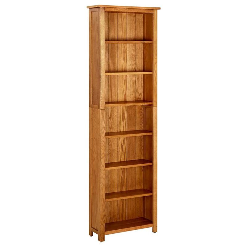 Bookcase Natural Oak Solid oak wood with oak veneered MDF Tall