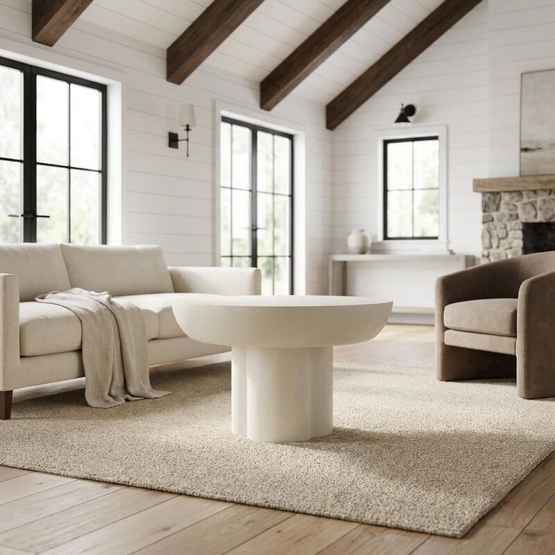 Concrete Coffee Table with Durable Round Top and Modern Design image number 3